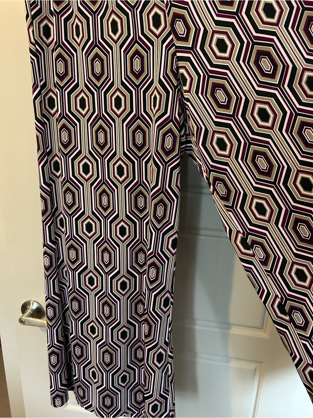 Zac & Rachel Black White and Purple Geometric Wide-Leg Pants